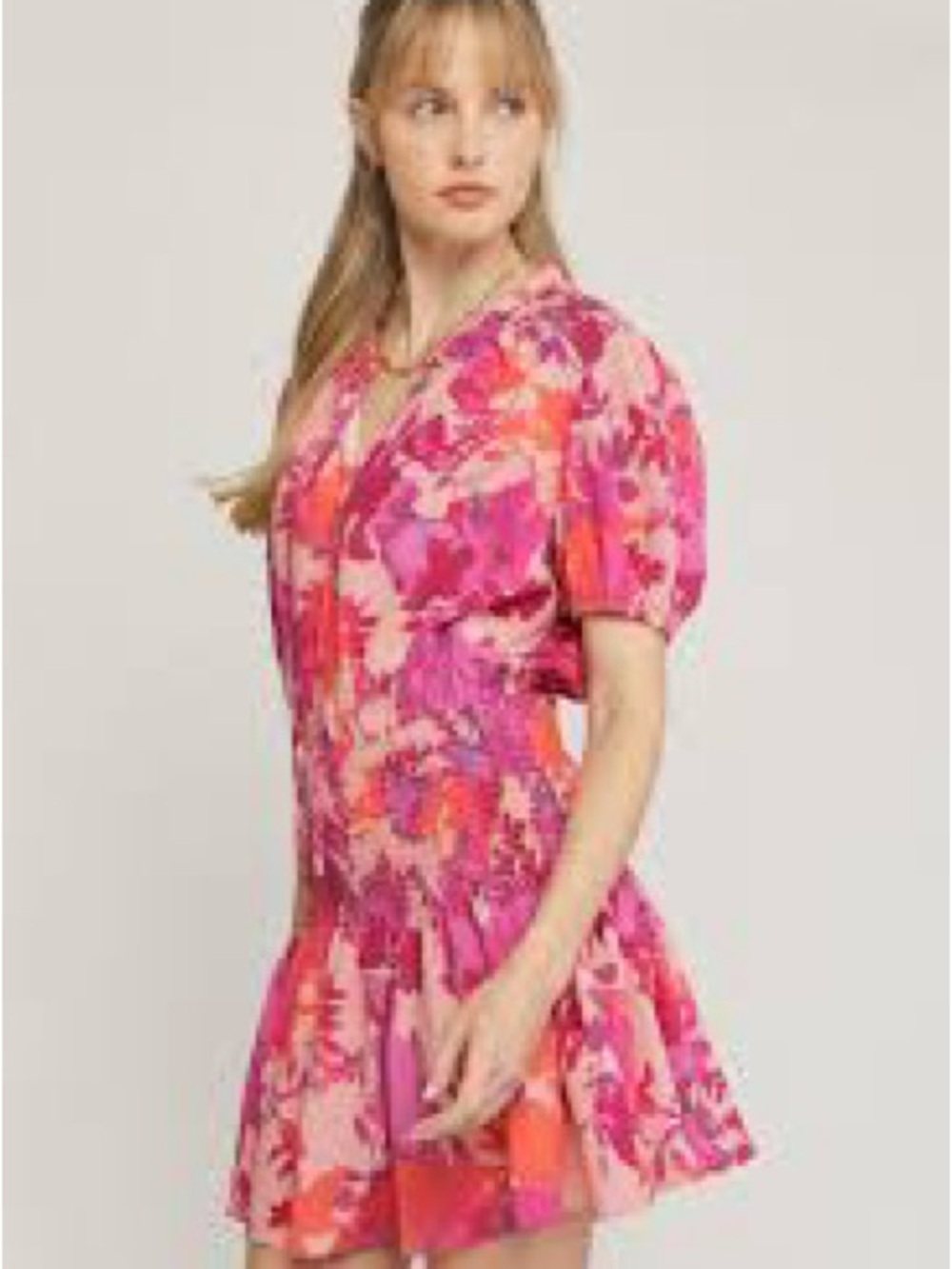 FLORAL SMOCKED WAIST DRESS large